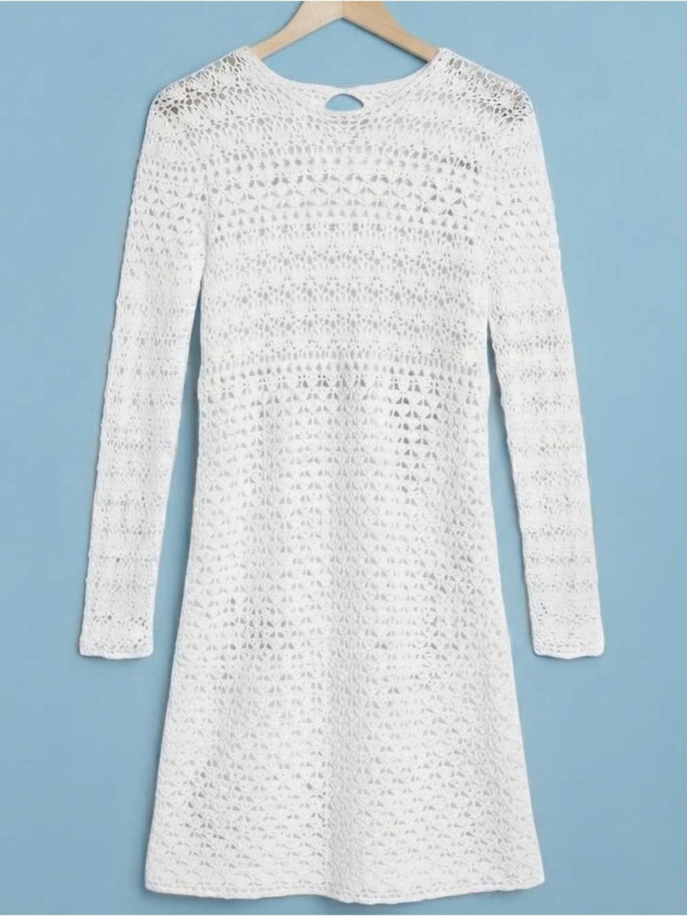MICHAEL Michael Kors Ivory Cotton Crochet Long Sleeve Swim Cover Up Dress L